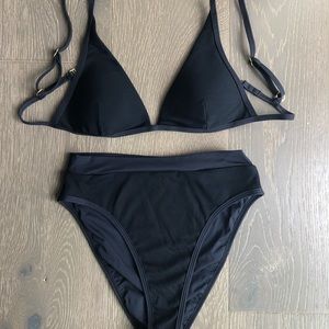 L*Space black ribbed bikini set (both size M)